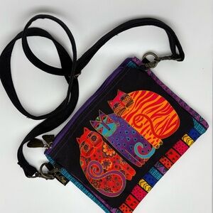 Laurel Burch Colorful Cat Design Crossbody Bag